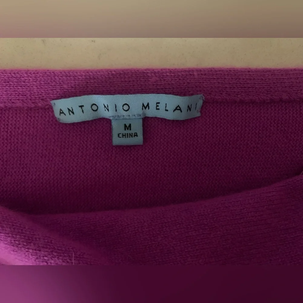 ANTONIO MELANI Fuchsia Cowl-Neck Cashmere Sweater - M